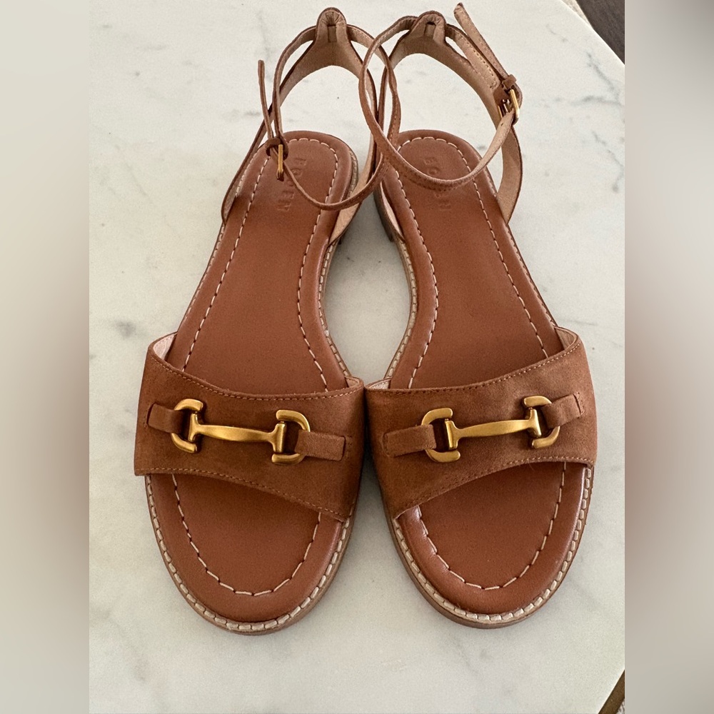 Boden sandals NEW women 41 iris snaffle trim flat ankle strap suede